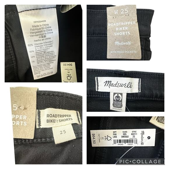 NEW Madewell Roadtripper Supersoft Biker Demin Jean Shorts Raw Hem Size 25 - Picture 8 of 8